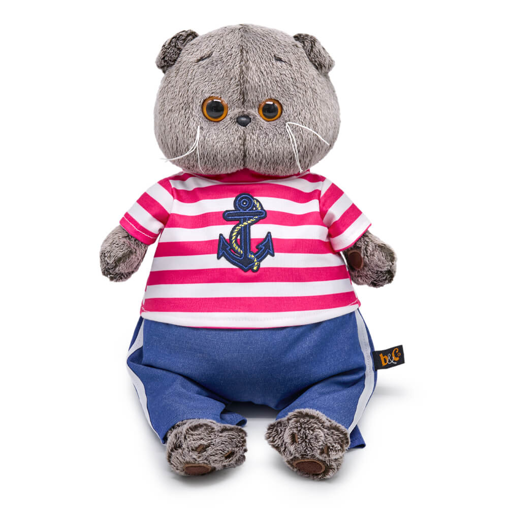 in a striped T-shirt with an anchor