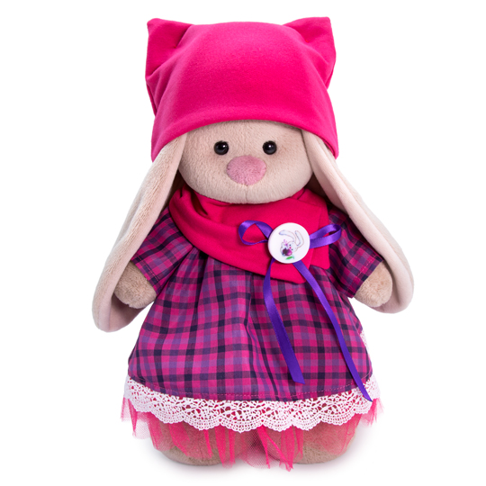 in a dress with snood and hat