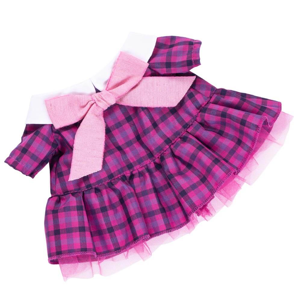 Checkered dress with pink bow