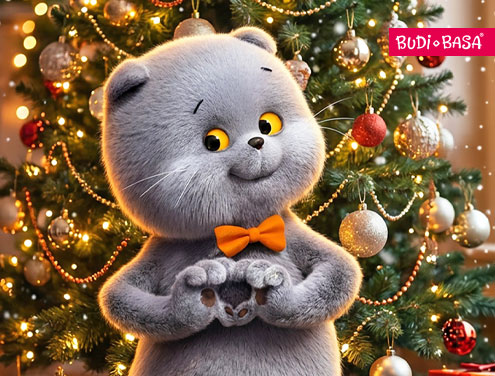 Basik the cat invites you to the Christmas trees in the Children's Library!