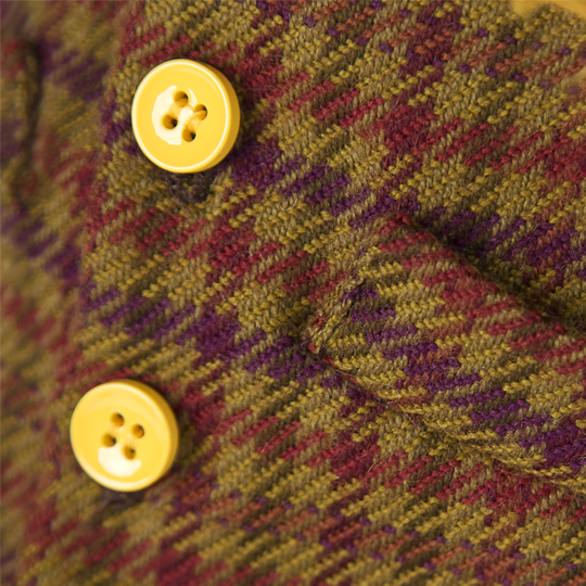 in a coat with yellow fur collar
