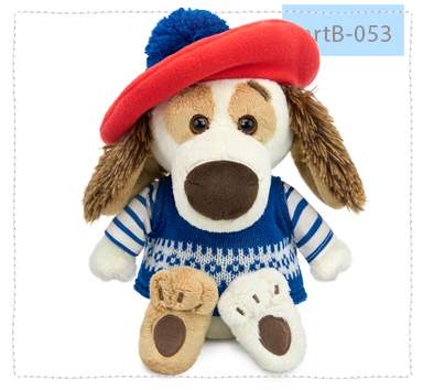 Bartholomew baby in a vest and a beret with a pompom