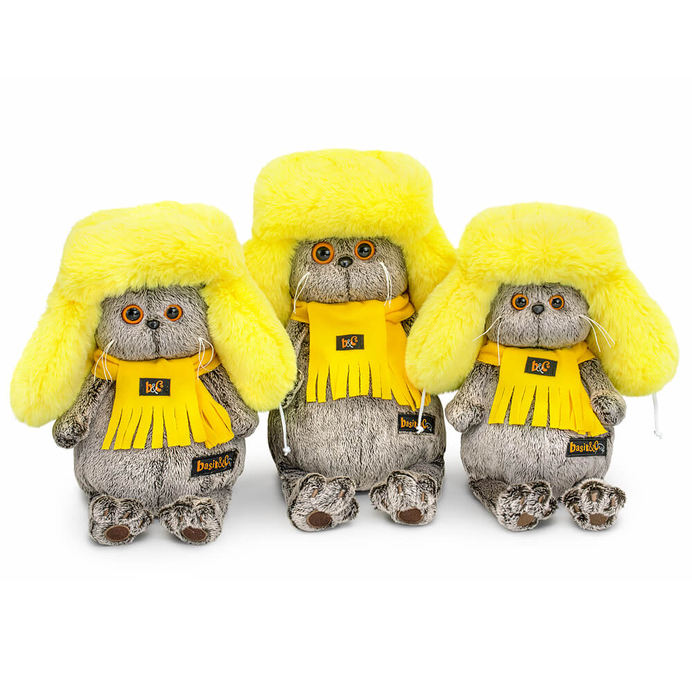 Basik the cat in a yellow fur hat Basik the cat in a yellow fur hat