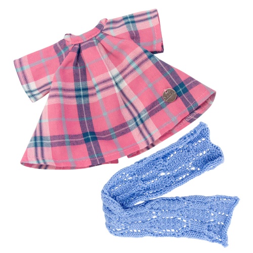 Plaid dress with scarf