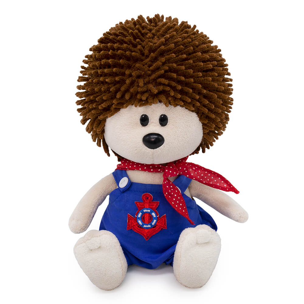 Hedgehog Igosha in overalls with an anchor