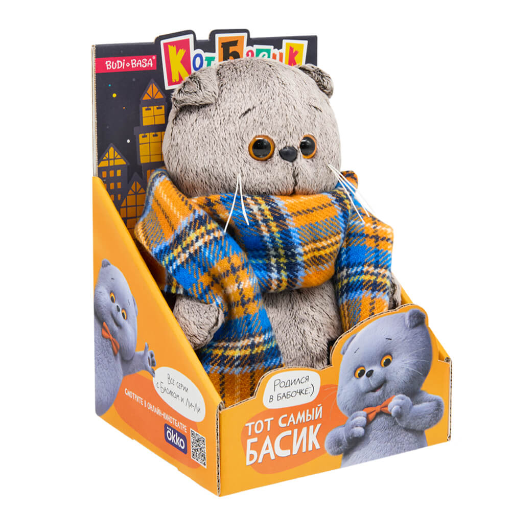 Cat Basik in a checkered scarf "Cartoon series"