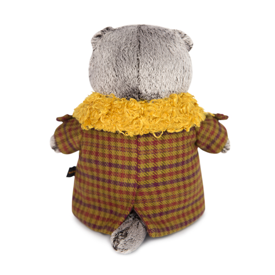 in a coat with yellow fur collar