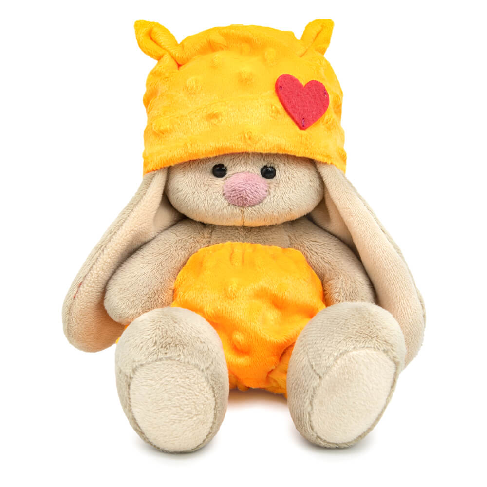 in a hat with a heart and pants