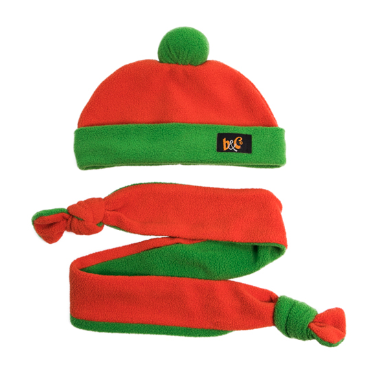 Orange and green hat and scarf