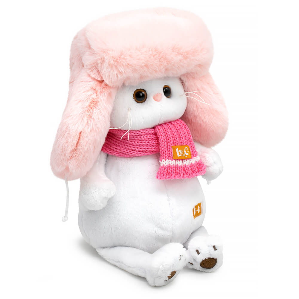 in a fur hat and scarf