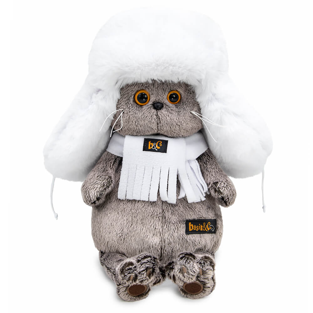 Basik the cat in a white fur hat Basik the cat in a white fur hat
