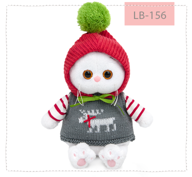 Li-Li baby in a vest and a hat with a pom-pom