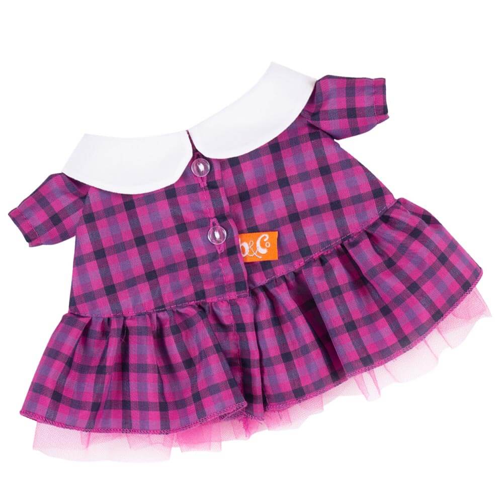 Checkered dress with pink bow
