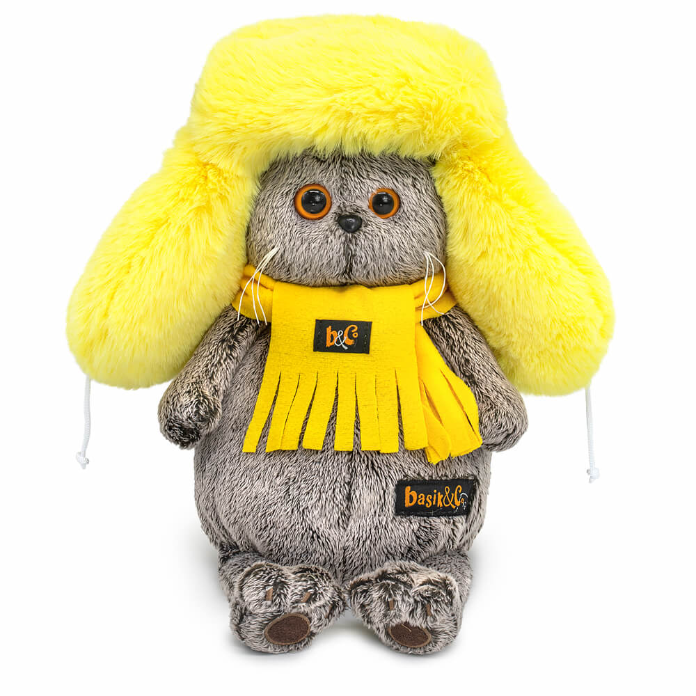 Basik the cat in a yellow fur hat Basik the cat in a yellow fur hat
