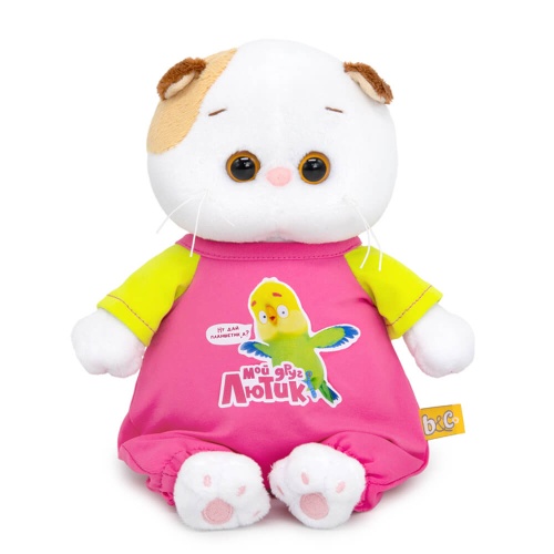 Li‑Li baby cat in a jumpsuit with a “Parrot Lytik” print.