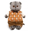 in a knitted vest