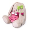 in a pink dress with strawberry