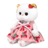 in a sundress with strawberries