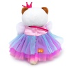 in a dress and a "Unicorn" handbag