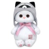 in a raccoon hat