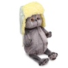 in a quilted hat