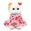in a sundress with strawberries