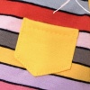 in a striped T-shirt with a pocket