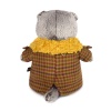 in a coat with yellow fur collar