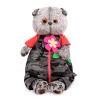 in camouflage overalls