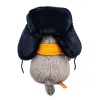 in a fur hat and scarf