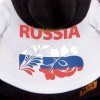 in a T-shirt with "Russia" print