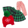 Checkered skirt and hat with pompom