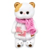 with ice skates and in a scarf